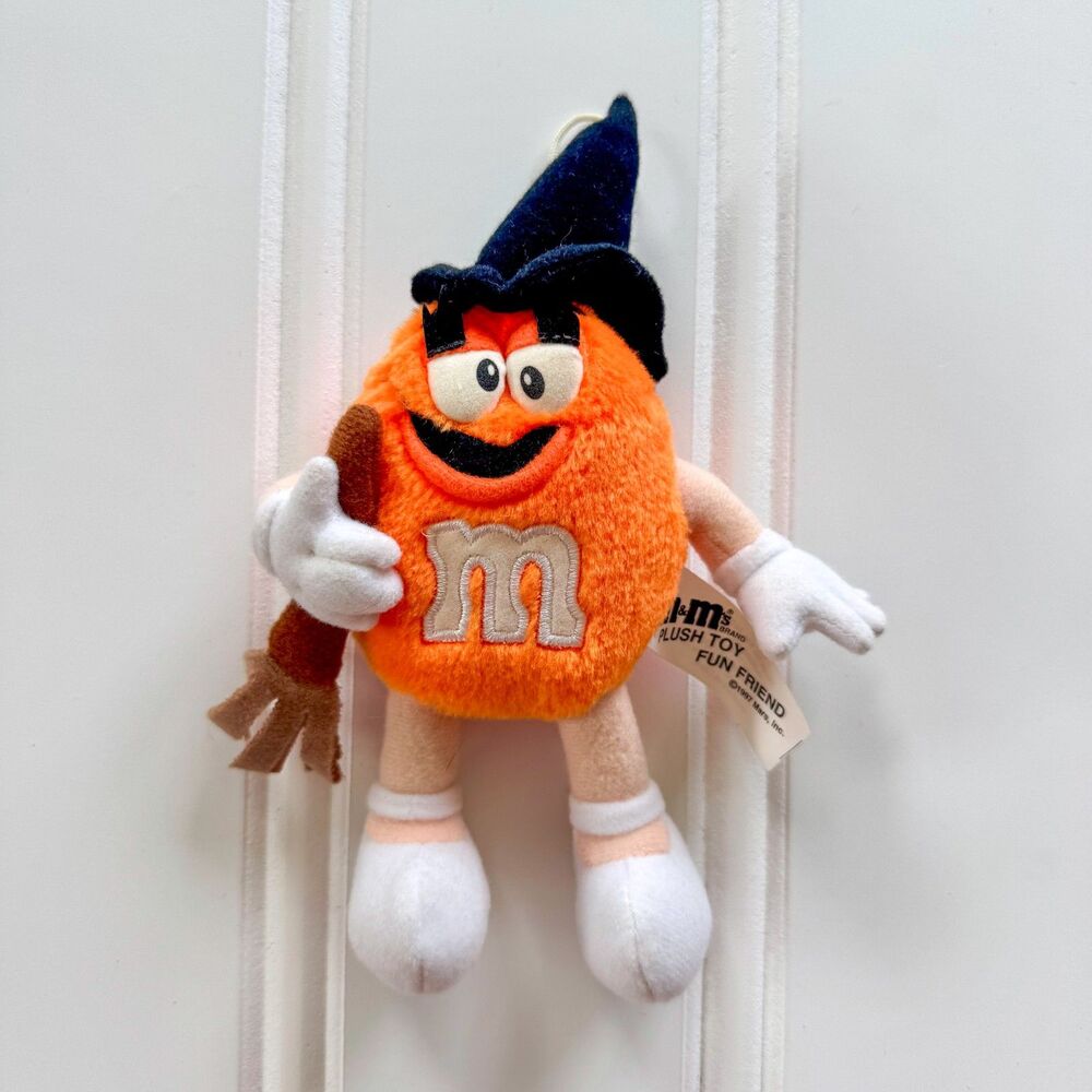 Orange Mars M&M's Halloween Witch Plush Toy | 1997 Vintage Stuffed Animal